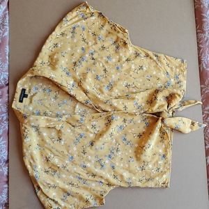 Dynamite floral crop tie blouse